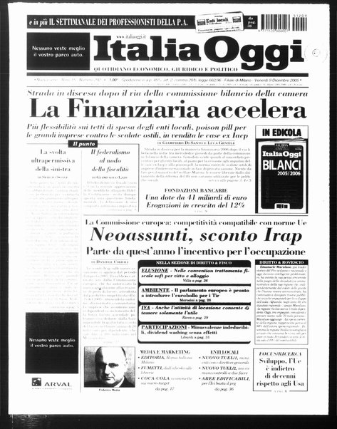 Italia oggi : quotidiano di economia finanza e politica